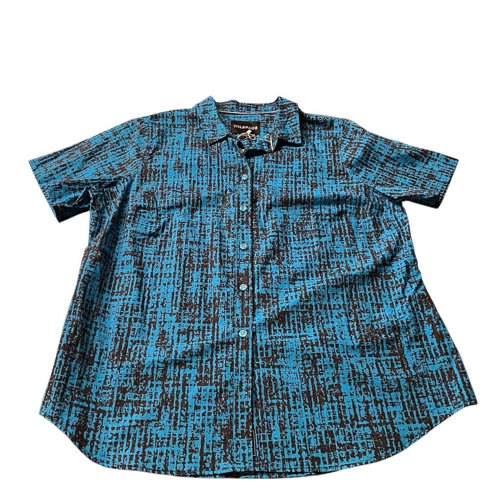 Wildfang Men’s Blue and Black Abstract Pattern Casual Shirt Size 1X NWT